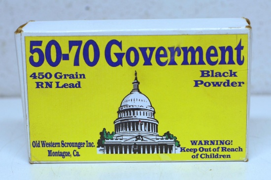 Full Box Old Western Scrounger .50-70 Gov't 450 gr. Cartridges Ammunition...