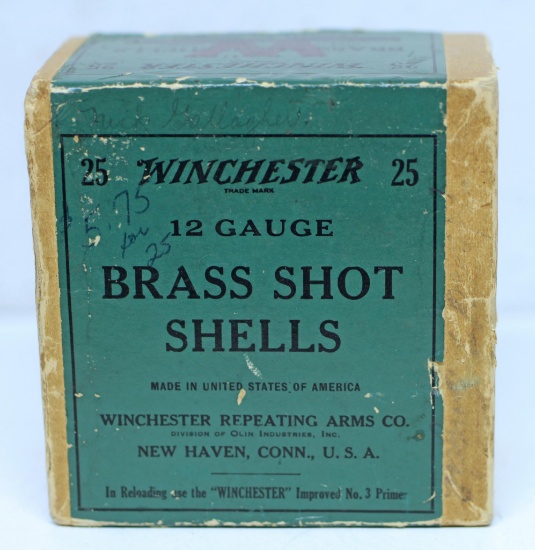 Full Vintage Two Piece Box Winchester 12 Ga. Brass Shotshellls...Full of Empty Primed Shells...
