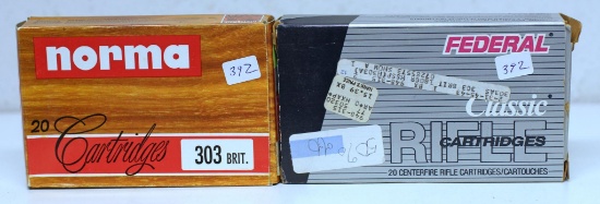 Full Box Norma .303 British 150 gr. SP and Full Box Federal .303 British 180 gr. SP Cartridges