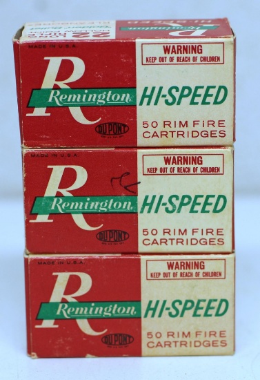 Three Full Vintage Boxes Remington .22 LR HP Cartridges Ammunition...