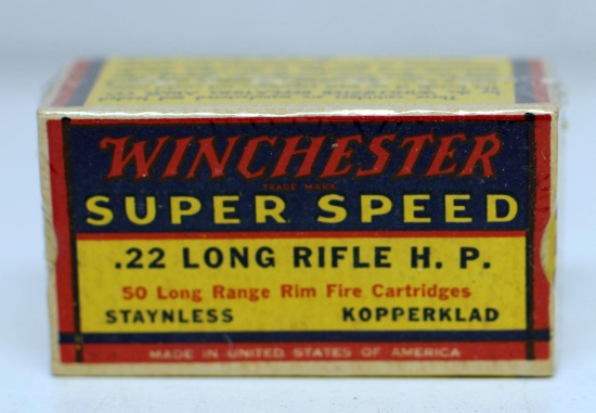 Full Vintage Box Winchester Super Speed .22 LR HP Cartridges Ammunition...
