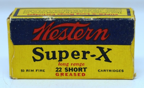 Full Vintage Box Western Super-X .22 Short Cartridges Ammunition with Western Cartridge Co.