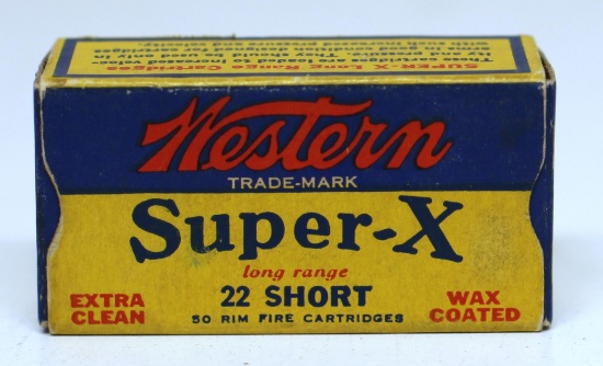 Full Vintage Box Western Super-X .22 Short Cartridges Ammunition with Winchester-Western Olin