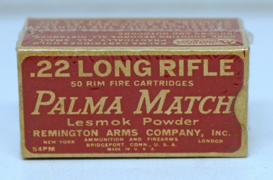 Full Vintage Box Remington .22 LR Palma Match Lesmok...Cartridges Ammunition...