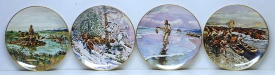 Set of 8 Ltd. Ed. Comm. Lewis & Clark China Plates by Gorham, Artist John Clymer, Dated 1967-1978,