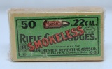 Full Sealed Vintage Two Piece Box Winchester .22 Short Smokeless Target Cartridges Ammunition...