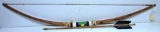 Native American Indian Orange Wood Beaded Bow with Arrow, Tag Indicates Osage Indian Made...