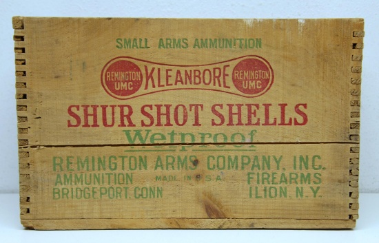 Remington Shur Shot Shells 12 Ga. Wooden Dog Bone Ammo Box...
