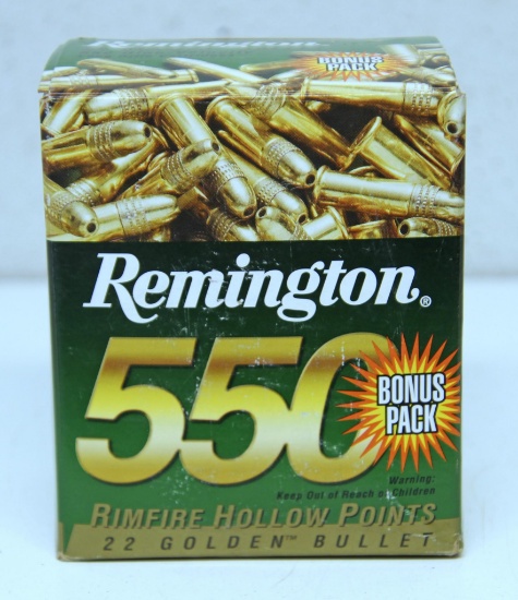 Full Box of 550 Rounds Remington 22 Golden Bullet .22 LR Hollow Point Cartridges Ammunition...