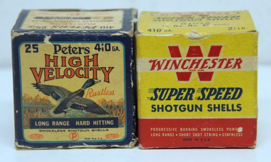 Partial Vintage Box 16 Rounds Peters 2 1/2" .410 Ga. and Partial Vintage Box 16 Rounds Winchester