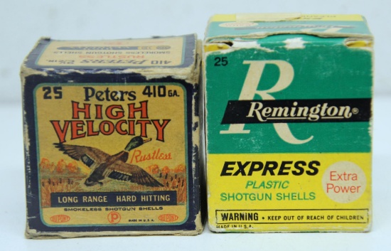 Full Vintage Box Remington Express 3" .410 Ga. and Partial Vintage Box 16 Rounds Peters 2 1/2" .410
