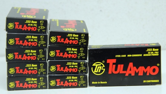 10 Full Boxes TUL Ammo....223 Rem. 55 gr. FMJ Cartridges Ammunition...