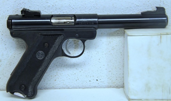 Ruger Mark I .22 LR 5 1/2" Bull Barrel Semi-Auto Pistol, Lightly Used in Box... 2 Magazines... Woode