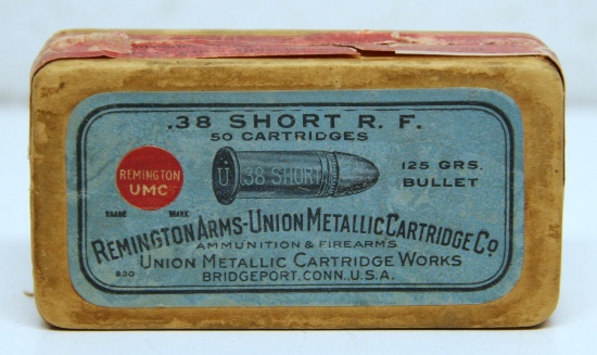 Full Vintage Two Piece Box Remington UMC .38 Short Rimfire 25 gr. Cartridges Ammunition...