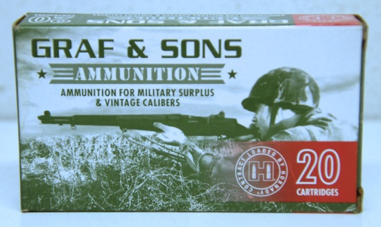 Full Box Graf & Sons Hornady Loaded .303 Savage 150 gr. RN Cartridges Ammunition...