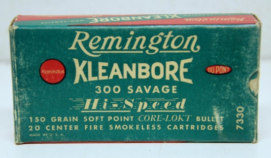 Full Vintage Box Remington .300 Savage 150 gr. SP Cartridges Ammunition...