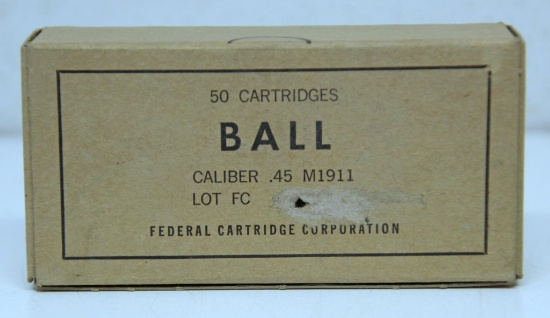 Full Box Federal .45 Auto M1911 Ball Cartridges Ammunition...