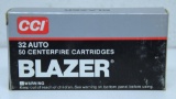 Full Box CCI Blazer .32 Auto 71 gr. TMJ Cartridges Ammunition...