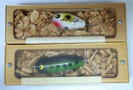 2 Vintage Handcrafted Signed Sam Griffin, Lake Okeechobee, Fla. Fishing Lures - Hobo-White Frog from