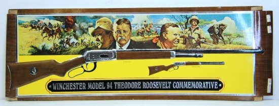 Winchester Dealer Advertising Sign for Model 94 Theodore Roosevelt Commemorative Rifle, Embossed and