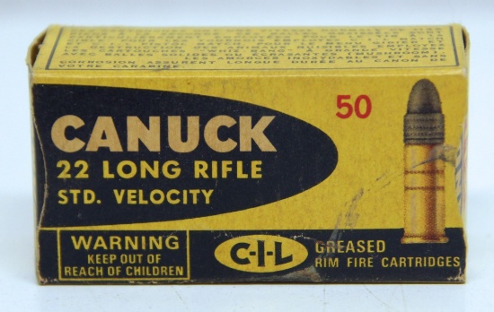 Full Vintage Box C-I-L Canuck .22 LR Cartridges Ammunition...