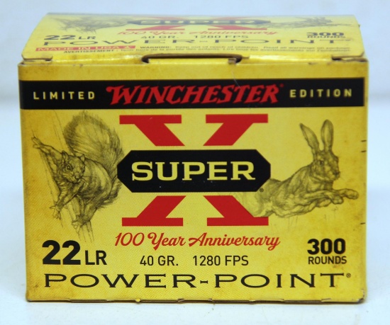 Full 300 Round Box Winchester Super X Limited Edition 100 Year Anniversary .22 LR 40 gr. Power-Point