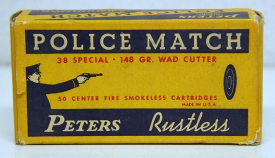 Full Vintage Box Peters Police Match .38 Special 148 gr. Wad Cutter Cartridges Ammunition...