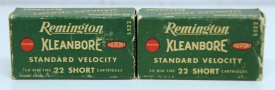 2 Full Vintage Boxes Remington Standard Velocity .22 Short Cartridges Ammunition...