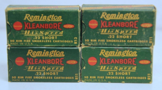 4 Full Vintage Boxes Remington Hi-Speed .22 Short Cartridges Ammunition...