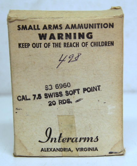 Full Box InterArms...7.5 Swiss Soft Point Cartridges Ammunition...