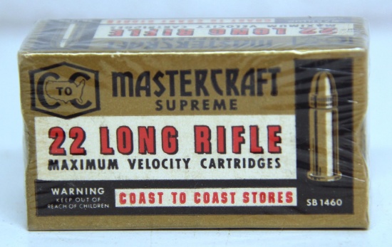 Full Vintage Box Coast-to-Coast Mastercraft...Supreme .22 LR Maximum Velocity Cartridges Ammunition.