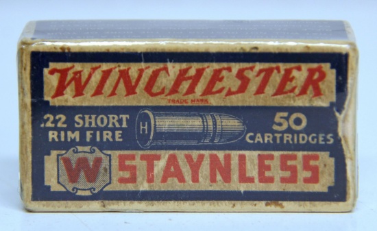 Full Vintage Box Winchester Staynless....22 Short Cartridges Ammunition...