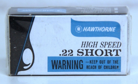 Full Vintage Box Montgomery Ward Hawthorne High Speed .22 Short Cartridges Ammunition...