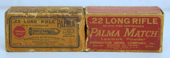 2 Vintage Full Boxes Remington .22 LR Palma and .22 LR Palma Match Cartridges Ammunition - Palma has