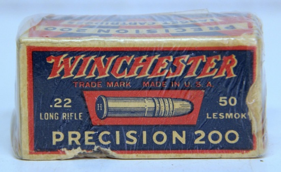 Full Vintage Box Winchester Precision 200 .22 LR Target Cartridges Ammunition - Small Hole in Box on