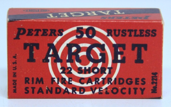 Full Vintage Box Peters Target Standard Velocity .22 Short Cartridges Ammunition...