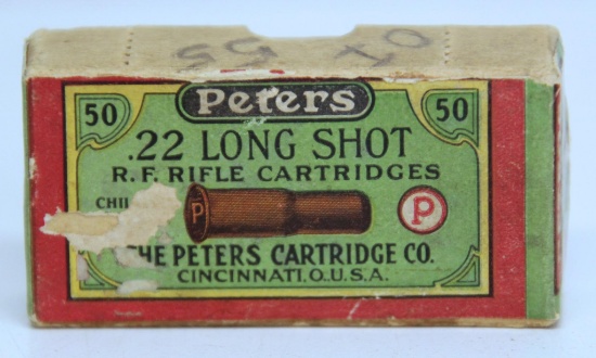 Empty Vintage Two Piece Box Peters .22 Long Shot Cartridges Ammunition...