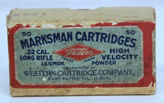 Full Vintage Two Piece Box Western .22 LR High Velocity Marksman Cartridges Ammunition...