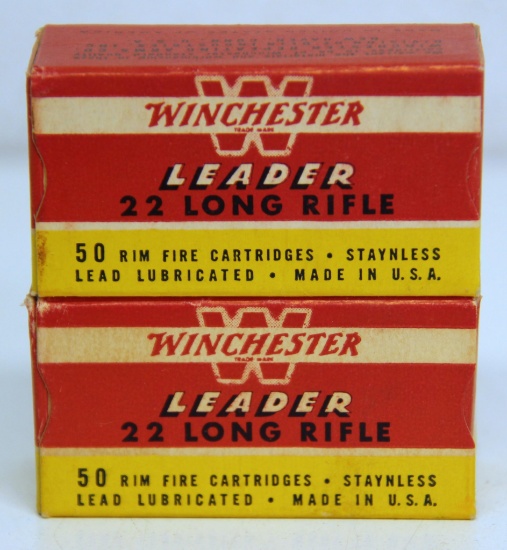 2 Full Vintage Boxes Winchester Leader .22 LR Cartridges Ammunition...