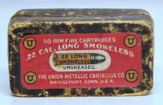 Partial Vintage Two Piece Box of 7 UMC .22 Long Cartridges Ammunition...