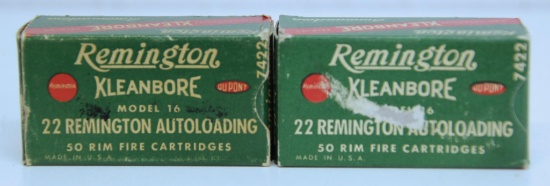 2 Full Vintage Boxes Remington Model 16 .22 Remington Autoloading Cartridges Ammunition...