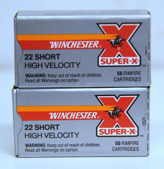 2 Full Boxes Winchester Super-X .22 Short High Velocity Cartridges Ammunition...
