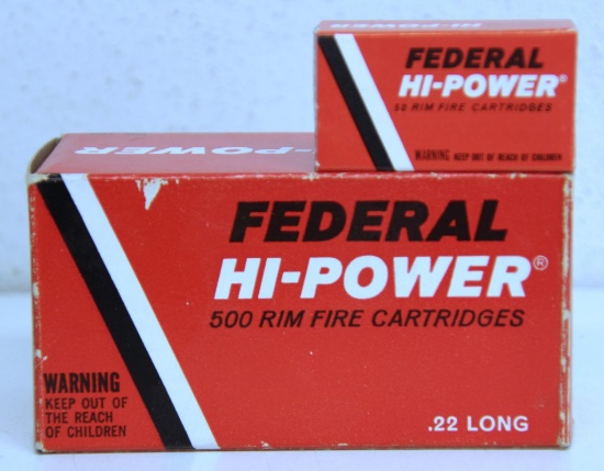 Full Vintage Brick Federal Hi-Power .22 Long Cartridges Ammunition...