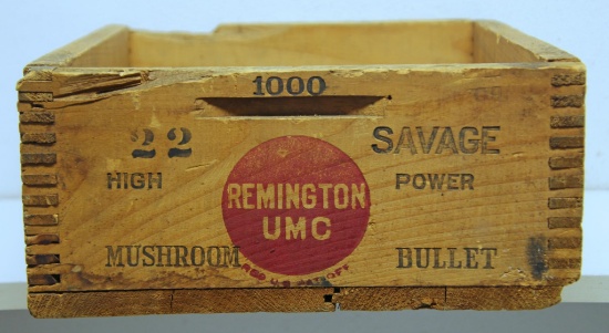 Remington UMC .22 Savage High Power 1,000 Round Cartridges Ammunition Wooden Ammo Box...