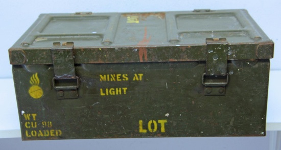 Metal Military Ammo Box that held Mines, 19"x10 1/2"x7 3/4"...
