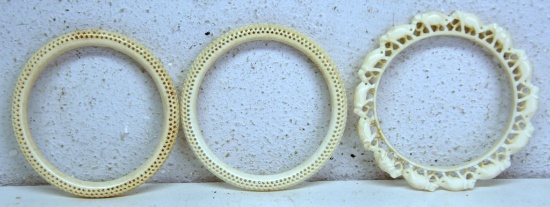 3 Old Carved ivory Bracelets...