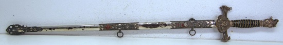 Fraternal Sword and Scabbard, Sword 28 1/4" Blade, Marked "Made by the M.C. Lilley & Co.Columbus O."