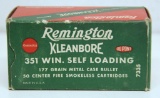 Full Vintage Box Remington .351 Win. Self Loading 177 gr. Metal Case Cartridges Ammunition...