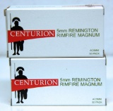 2 Full Boxes Centurion 5 mm Remington Rim Fire Magnum 30 gr. Hollow Point Cartridges Ammunition...