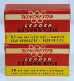 2 Full Vintage Boxes Winchester Leader .22 LR Cartridges Ammunition...